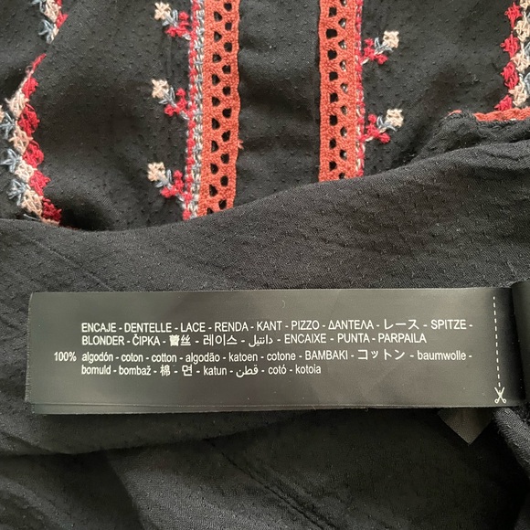 Zara Premium Floral Embroidered Button Down Boho Top Blouse Ruffled M - Picture 10 of 11